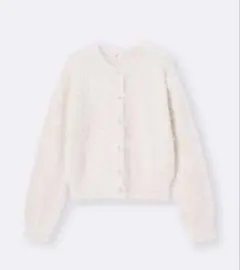 GU シャイニークルーネックカーディガン Sサイズ　ホワイト 白