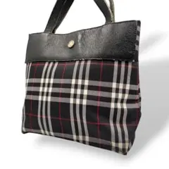 BURBERRY バーバリー ハンドバッグ ノバチェック柄 ブラック コンパクト