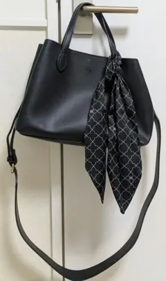 トート ＆ ショルダー 2 ways バッグ ブラック ストラップ＆スカーフ付き