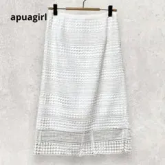aquagirl レース タイトスカート S 36 白 幾何学模様 清楚 上品のサムネイル