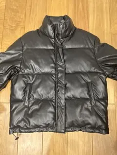 WEGO ブラック ダウンジャケット　フェイクレザー　フリーサーイズ