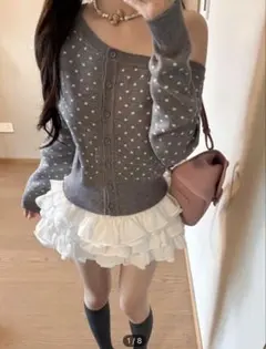 SHEIN ドット カーディガン トップス 長袖ニット