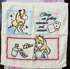 【美品】Disney★不思議な国のアリス★ホワイト★ハンドタオル