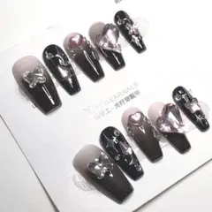 【1点限定】【新品未使用】グラデーションネイルチップ ハート 蝶