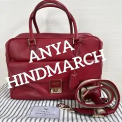 ANYA HINDMARCH 2WAYショルダーバッグ ミニボストンバッグ 赤のサムネイル