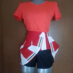 チアウエア　オレンジ ショートパンツ上下セット