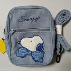 最安値スヌーピー　サガラ刺繍コーデュロイポシェット