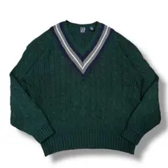 【90s】GAP オールドギャップ チルデンニット Vネック セーター XL