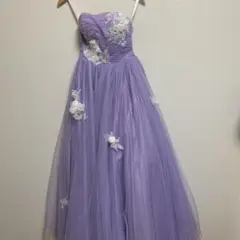 極美品】演奏会・ウェディング用 カラードレス ラベンダー チュール 花モチーフ