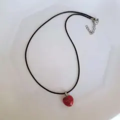 No.144　紐ネックレス　ハンドメイド　ハートチャーム　カジュアル　レディース