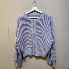AMERICAN HOLIC ジップアップメッシュニットカーディガン　サイズL