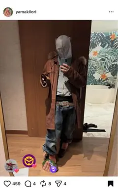 yamakiiori着用 90s leather fur jacket ブラウン