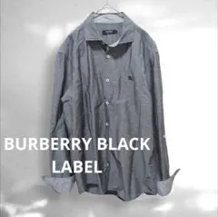 バーバリーブラックレーベル　綿麻シャツ　2way　長袖　ロールアップ　ホース刺繍