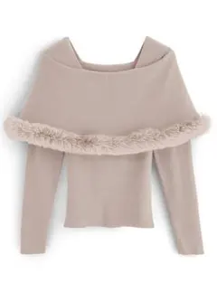 【新品】GRL ファー付きケープ風ニットトップス[an1344] ピンク S