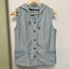 水色取り外し可能なフード付きキルティングベスト