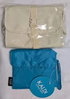 KALDI 猫柄 吊るせる マルチポーチ ＆ エコバッグ
