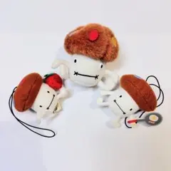 ドコモダケ　マスコット　ぬいぐるみ　ストラップ　3体セット　平成レトロ