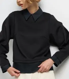 セール❣️LANVIN en Bleuシャツカラーコンビカットソー　26400円