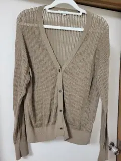 【ユニクロ・UNIQLO】Vネック長袖ニットカーディガン ブラウン XL 大きめ