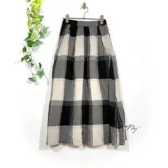 アーバンリサーチドアーズ ビッグチェック ロングスカート(M)フレア コットン