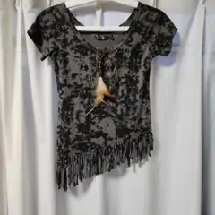 タイダイ柄 半袖Tシャツ フリンジ付き
