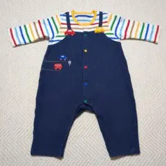 【ミキハウス】ロンパース ネイビー・ストライプ　70cm