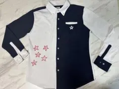 EDWIN GOLF 長袖シャツ 星刺繍 ネイビー/ホワイト　Mサイズ