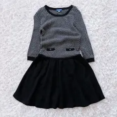 BURBERRY カシミア混 ニット ドッキングワンピース フレア ハニカム柄