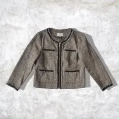 美品 ROPEPICNIC ロペピクニックノーカラーツイードジャケット38 M