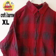 USA古着 croft＆barrow ネルシャツ　XL レッドブラック　オンブレ