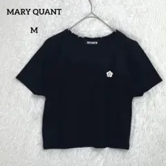 マリークワント 半袖 Ｔシャツ カットソー M リブ デイジー 刺繍 ブラック
