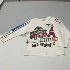 電車デザイン 長袖カットソー クリーム色　サイズ95