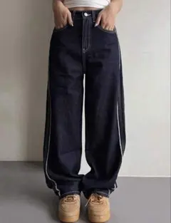 DAZY ダークブルーワイドレッグデニム