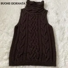 美品！BUONE GIORNATA ベスト ダークブラウン タートルニット　M