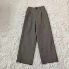 美品　グラシア　ワイドパンツ　ハイウエスト　ウエストゴム　チェック柄　裏地付きS