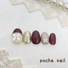 ネイルチップ ❁¨̮ リボンネイル