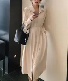 【期間限定値下げ】リボンストラップダブル襟ワンピース