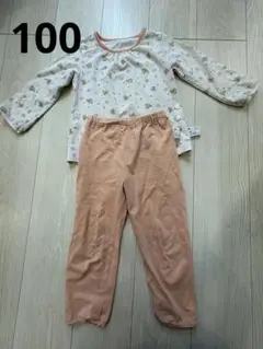 リスと花柄 ベビーパジャマ UNIQLOパジャマ　100