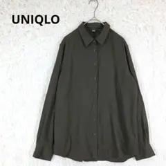 UNIQLO　ユニクロ　レーヨンブラウス　オリーブ　M とろみシャツのサムネイル
