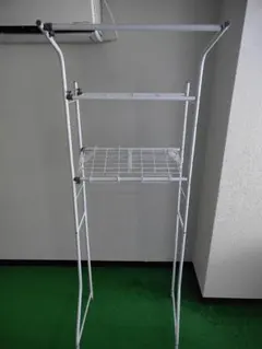 ホワイト メタルワイヤー ランドリーラック