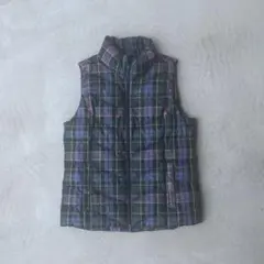 LANDS' END ダウンベスト チェック柄 Sのサムネイル