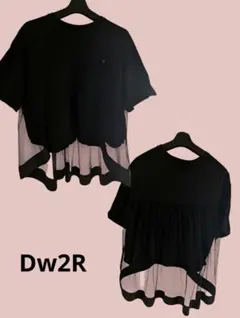 Dw2R センソユニコ異素材切り替え チュール Tシャツ ブラックのサムネイル