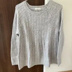 any SiS ケーブル編み グレー 長袖ニット