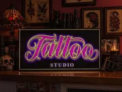 Lサイズ】TATTOO タトゥー 刺青 入れ墨 看板 置物 雑貨 ライトBOX 