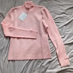 新品タグ付 ピンク タートルネック ニット