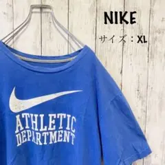 【ゆるダボ】NIKE ナイキ Tシャツ XLブルー スウッシュロゴ