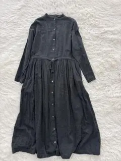 TUTIE. チャコールグレー ロングワンピース 綿100% ドット