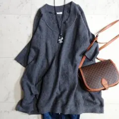 美品♪アドーア ADORE カシミヤ羊毛 ドルマンスリーブ ニット ダークグレー