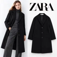 ZARA チェスターコート ブラック - メルカリ