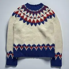 ヴィンテージ　ニット　セーター　フェアアイル柄　ローゲージニット　肉厚